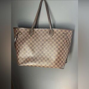 Louis Vuitton NeverFull Tote MM Damier Ebene Shoulder Bag Authentic